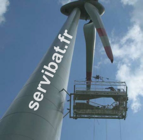 Plateforme suspendue pour l'entretien des éoliennes (Location, vente, instalation, entretien)